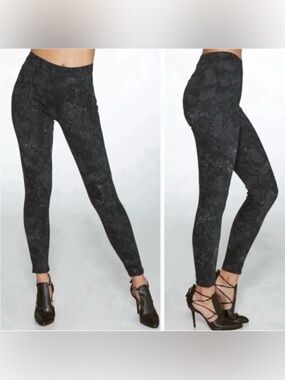 NWT Spanx High Rise Jean-Ish Ankle Leggings Women's Medium Gray Marble